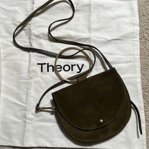 Theory Olive Suede crossbody purse clutch